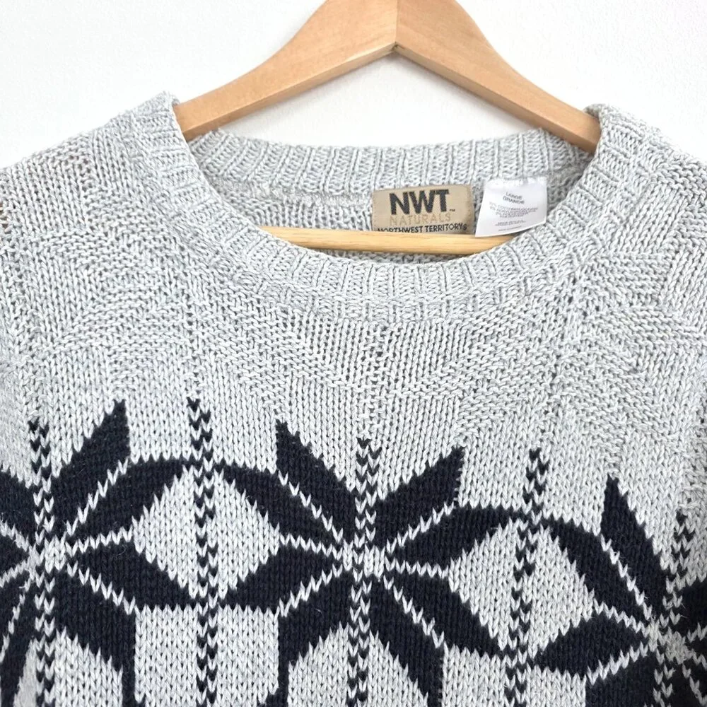 Vintage Northwest Territory Nordic Snowflake Fair Isle Grandpa Sweater Cabincore